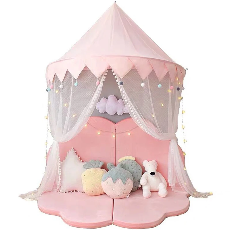 Nordic Kids Play Tent Pink Princess Castle Play House Tipi Enfant Indoor Baby Girls Crib Canopy Net Bed Tent Children Room Decor