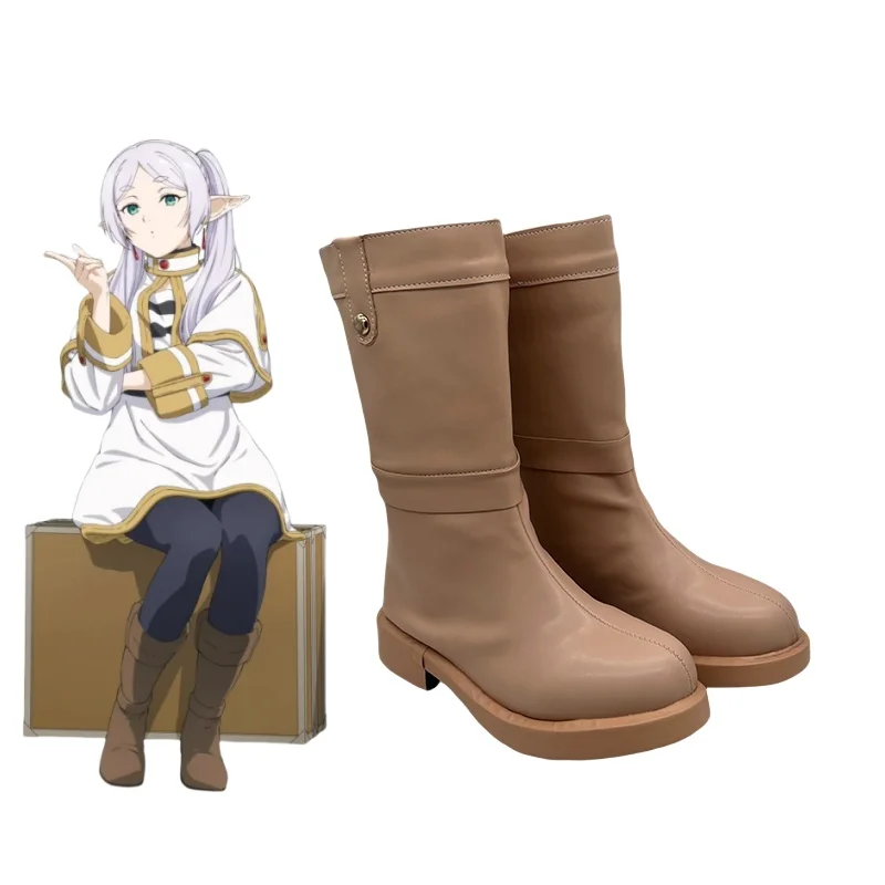Frieren Sapatos Cosplay Anime Sapato Mulheres Botas De Couro PU