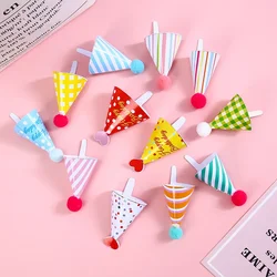 One Set Mini Birthday Hat Cupcake Topper Baby Shower Happy Birthday Cake Topper Personalized Girl Kids Cake Decorating Supplies