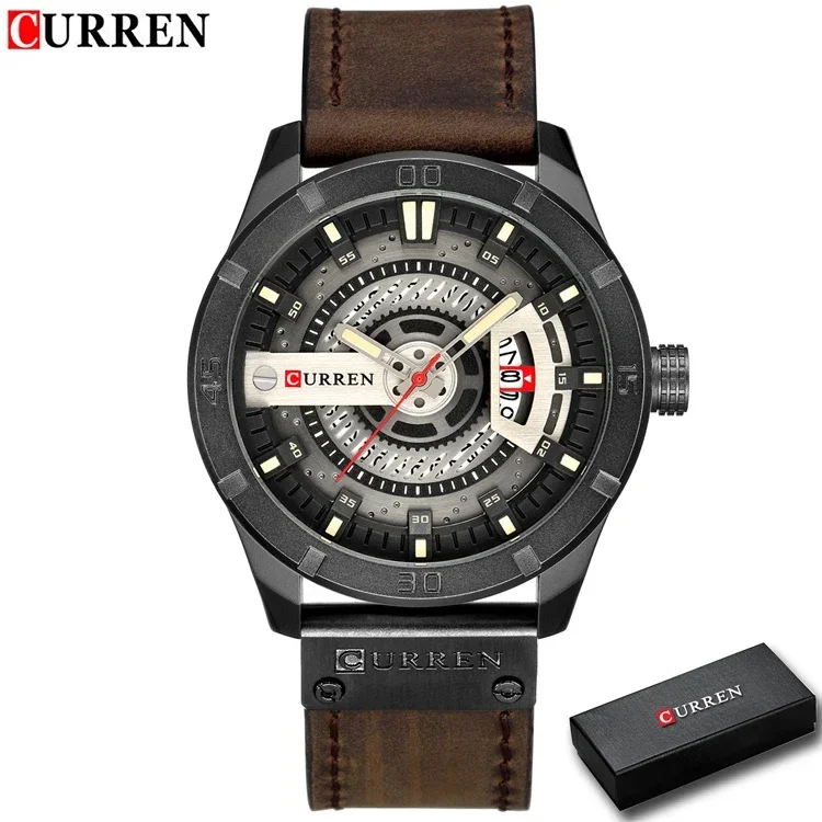 Curren 8301 relógio de luxo masculino militar esportes relógios quartzo data homem casual relógio de pulso de couro relogio masculino