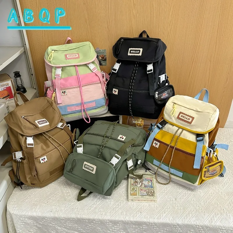 

Новый модный женский рюкзак с мультяшным принтом, большой вместимости, в стиле колор-блок, для отдыха и путешествий, высокого качества