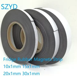 5 10Meters/LOT Fridge Rubber Magnets Strip Width 10/15/20/30mm Thickness 1mm With Self Adhesive Flexible Magnetic Tape