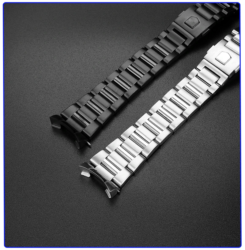 22mm 24mm Stainless Steel Watchband For Tag Heuer CARRERA WAY201A F1 Arc End Watch Strap Wrist Bracelet Deployment Man Wristband