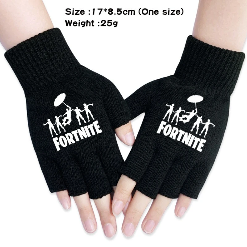 Fortnite 슈팅 게임 주변 장치 장갑 소년과 소녀 학생 반 손가락 장갑 겨울 터치 스크린 따뜻한 어린이 생일 선물