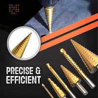 6Pcs HSS Round Handle Step Drill Bit Set Titanium Coated Wood Metal Hole Cutter Core Drill Bit Set Tool For Metal Woodworking