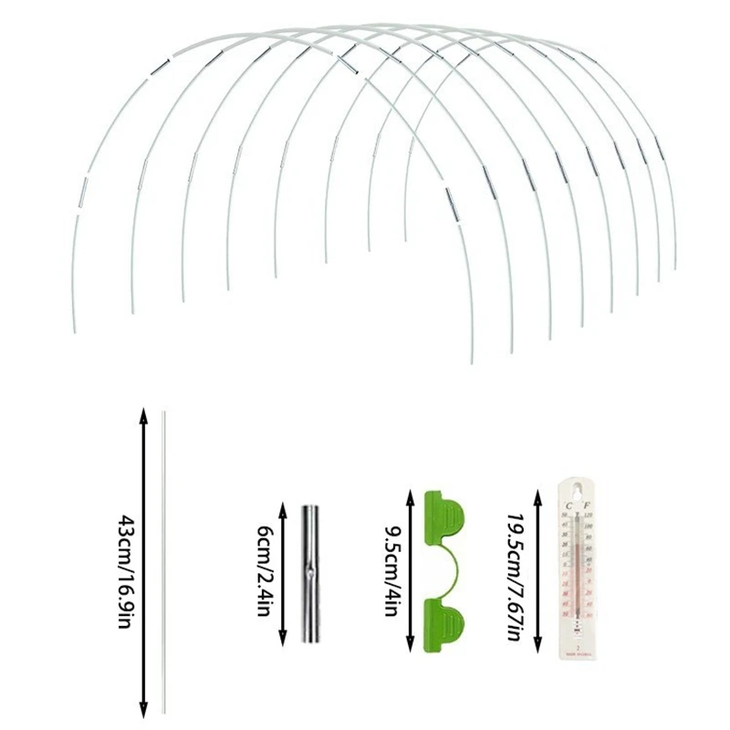 25 قطعة مجموعة أوتاد النباتات القابلة للإزالة لنفق حلقة الدفيئة النمو ، مجموعة إطارات دعم النباتات المصنوعة من الألياف الزجاجية المضادة للصدأ