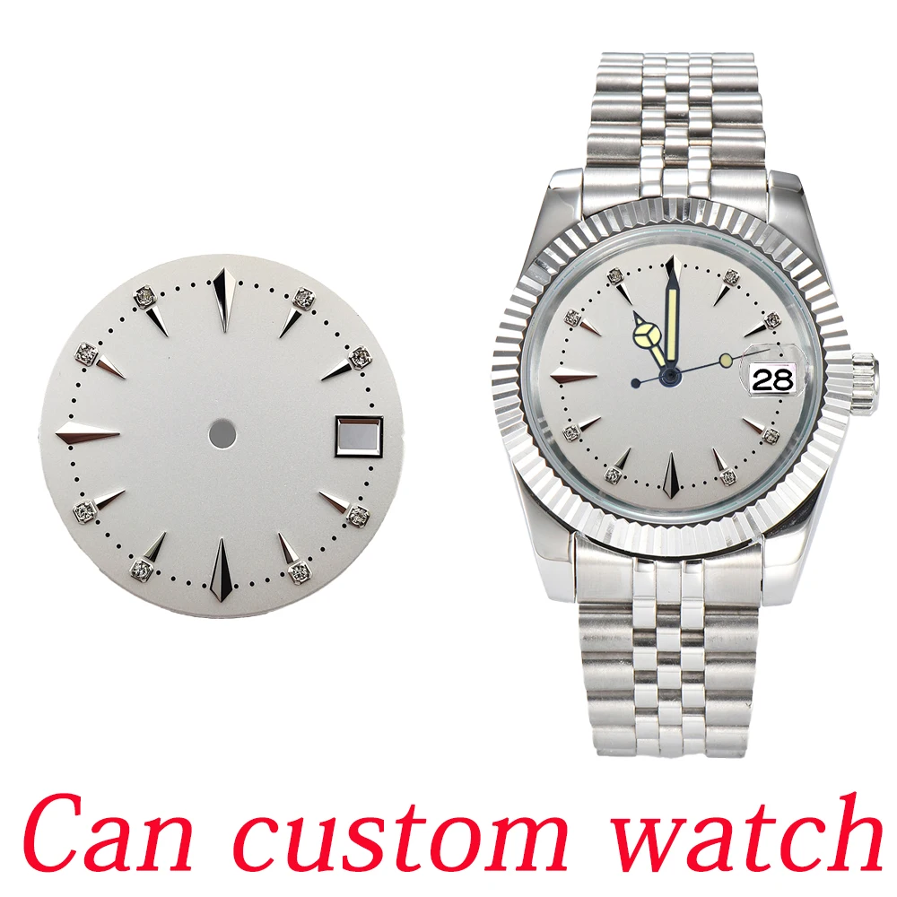 NH35 dial 28.5mm Watch Dial and Watch Hands Diamond Scale Faces Men's Cocktail Watch Replacement Accessories for NH35 Movement