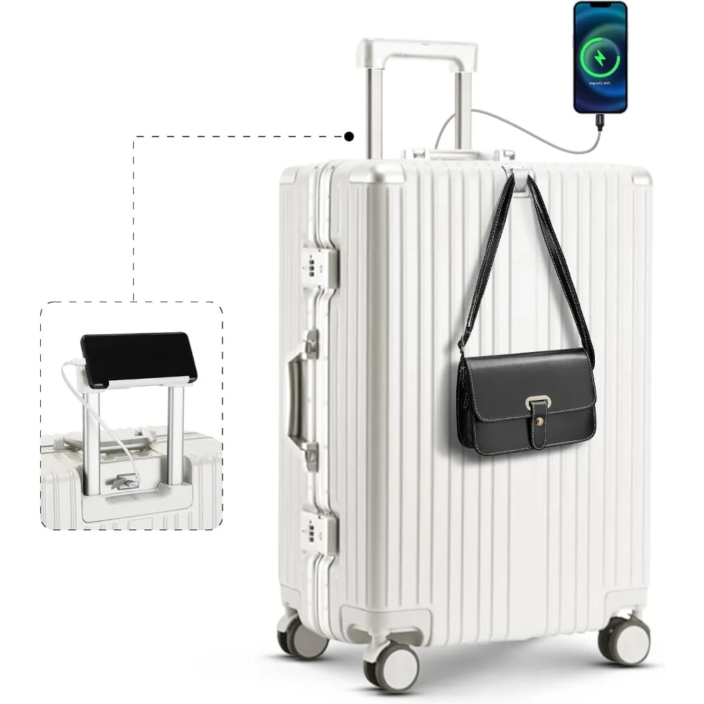 Maleta de mano ligera aprobada por TSA rígida de 20 pulgadas con puerto USB y portavasos para comodidad en viajes