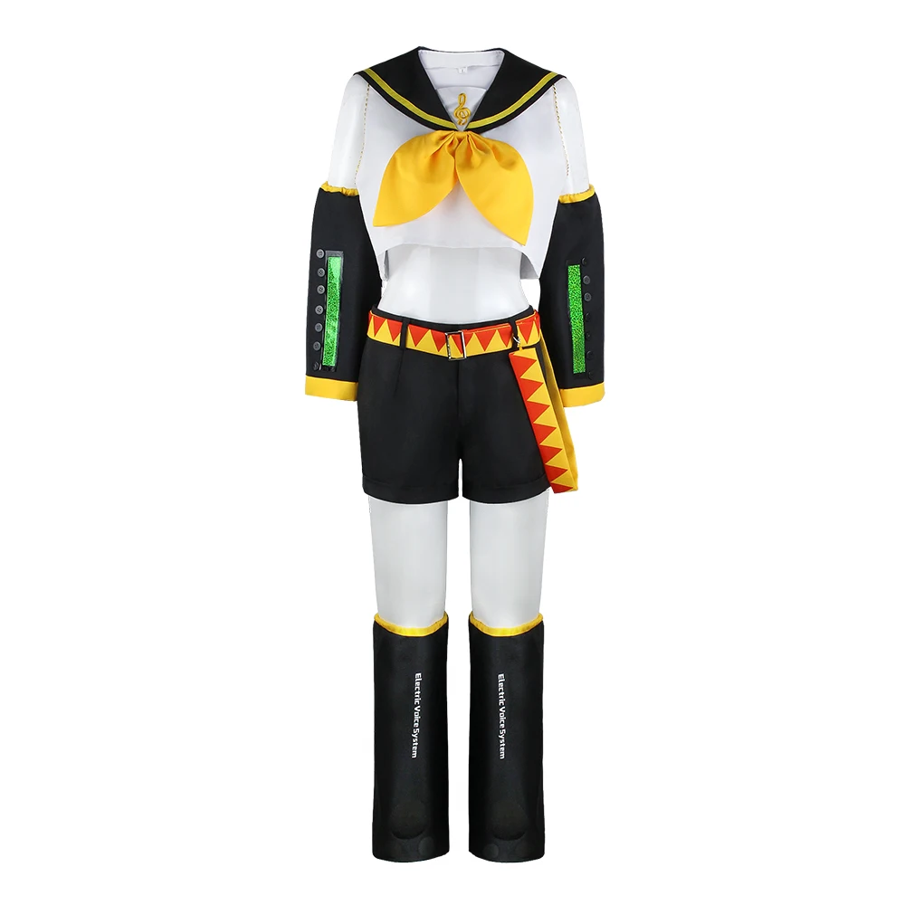 Anime Rin Len Halloween kostiumy Uniform Vocaloid Cosplay żółta peruka najlepsze spodnie mundur odzież Halloween karnawał dla dorosłych dzieci