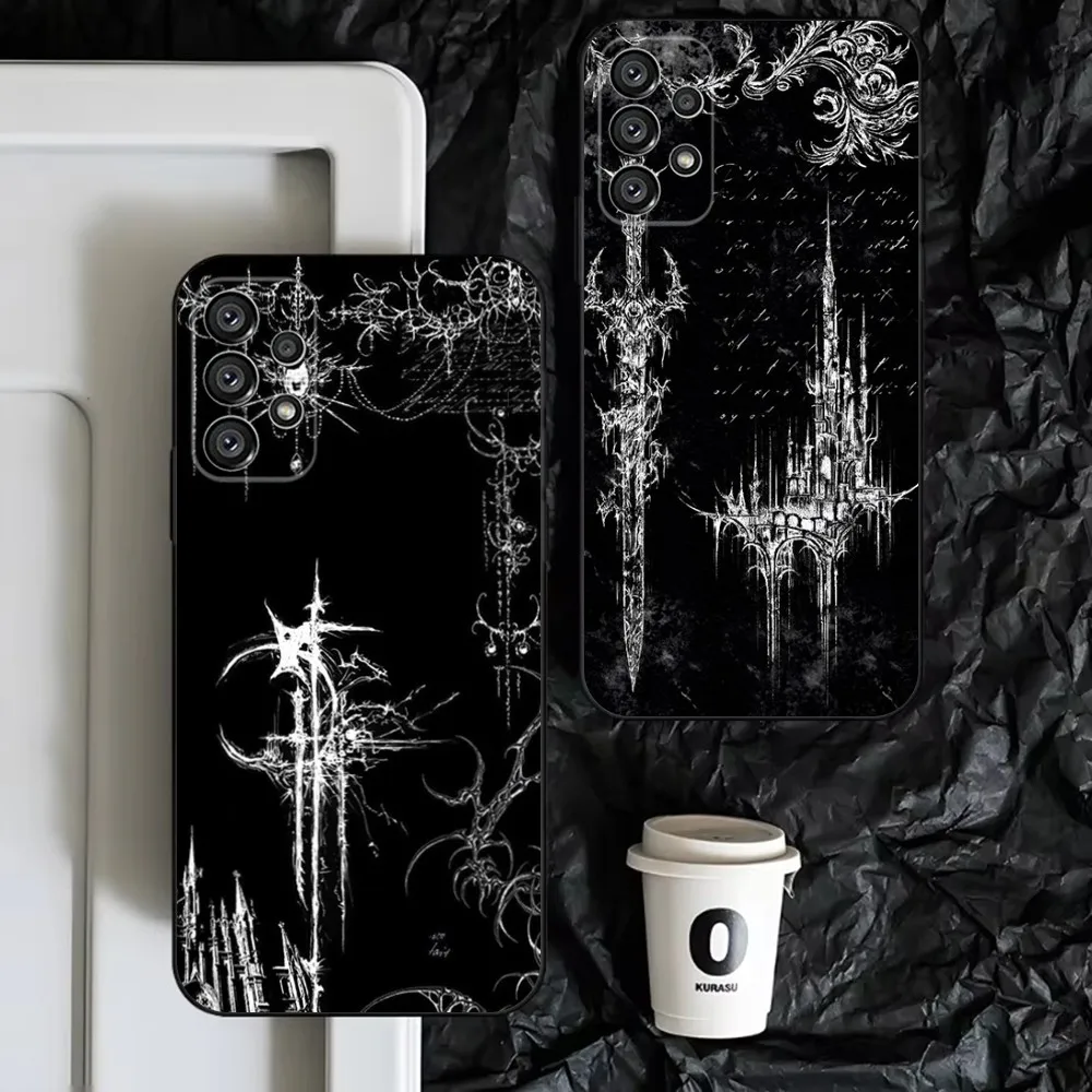 Cyber Sigil Cross  Phone Case For Samsung S25,S24,S23,S22,S21,S20,S10,Ultra,Plus,Lite,FE,Soft Silicone Black Cover