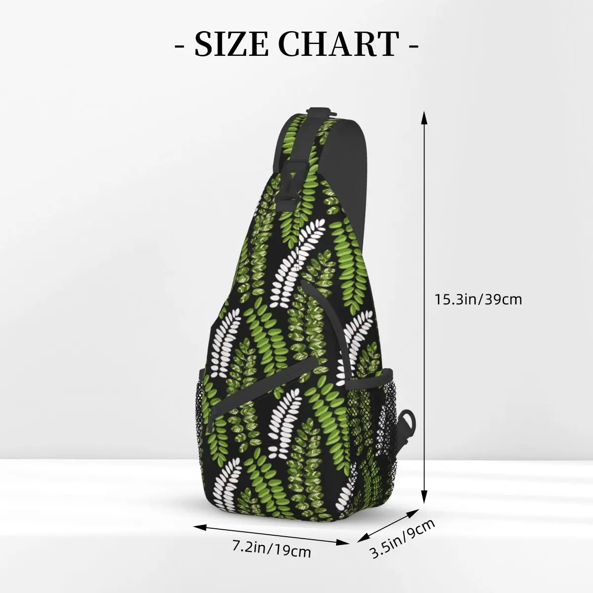 Green Leaf Crossbody Chest Bags Pockets Travel Pack Messenger Sports Teens Shoulder Bag Unisex