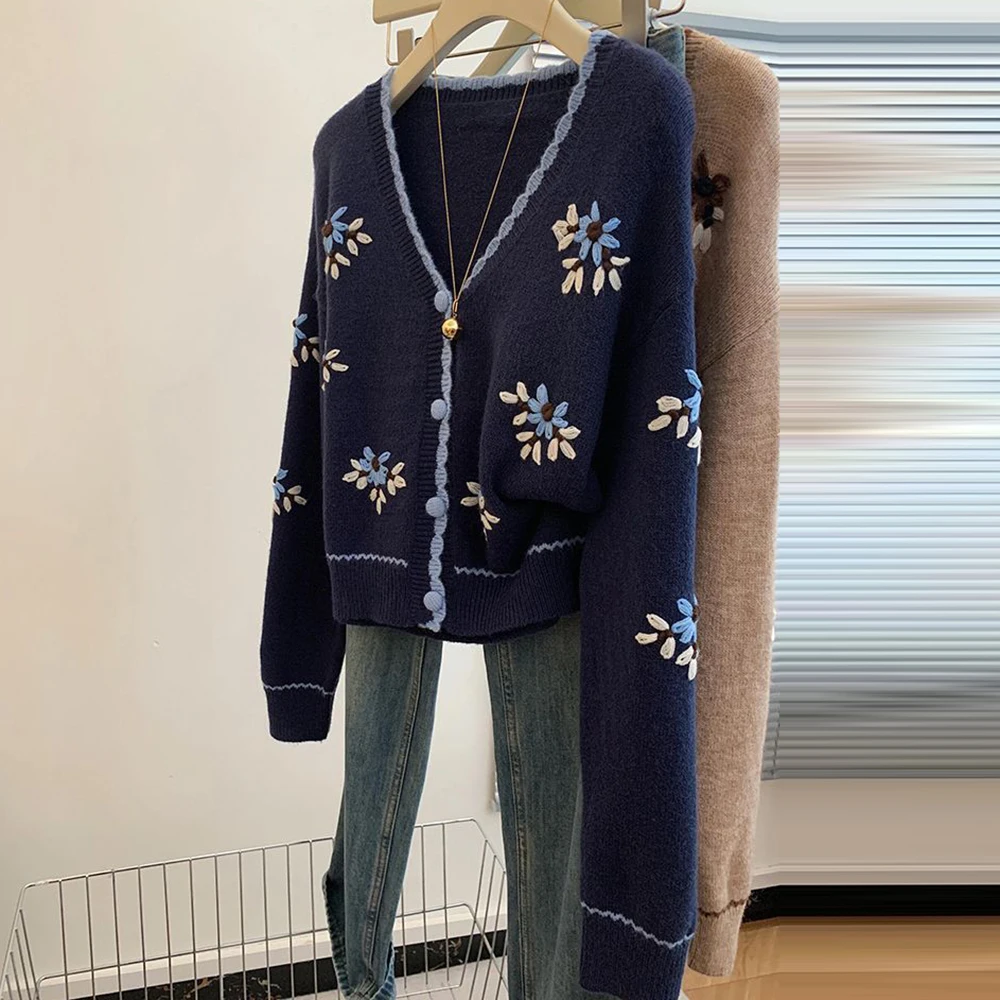 High-end 2025 outono e inverno novas roupas femininas moda reduzindo a idade cardigan de malha high-end wear topo