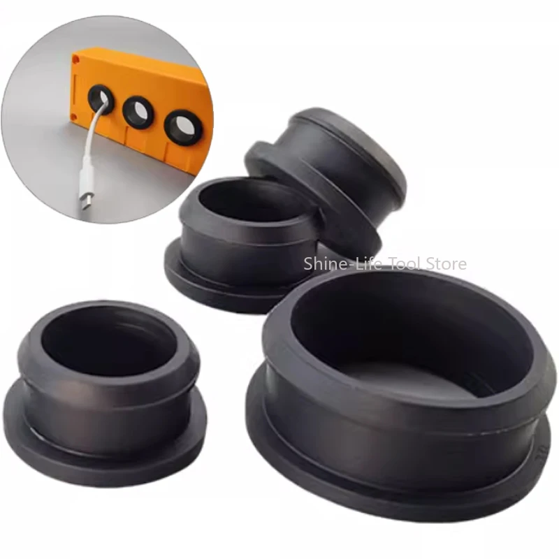 4.5mm~50.6mm Black Hollow Hole Plug Coil Ring Silicone Rubber Snap-on Grommet Double Sided Coil Cable Protect Sealed Gasket Ring
