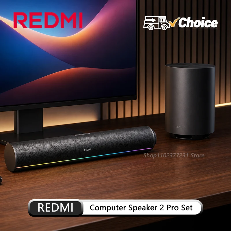 MIJIA REDMI Computer Speaker 2 Pro Set Four-Unit Two-Channel Stereo RGB Ambient Light Bluetooth 5.0 Built-in Microphone CN NEW