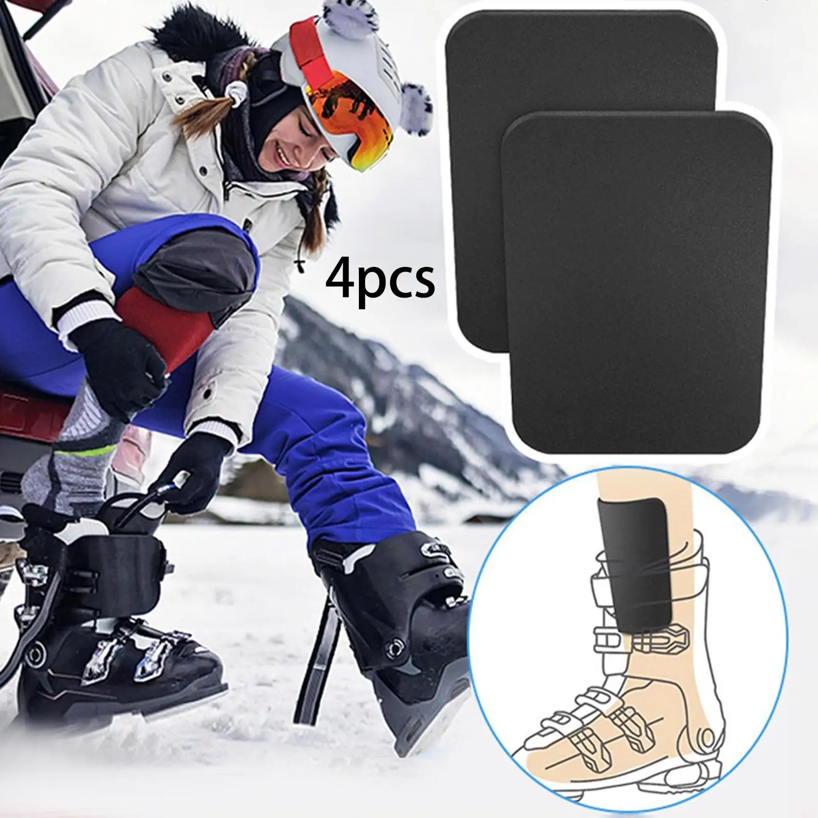 4 قطعة واقيات قصبة التزلج بطانة مريحة للرجال والنساء عالية الأداء متعددة الوظائف هدايا احترافية ملحقات حامي أسود