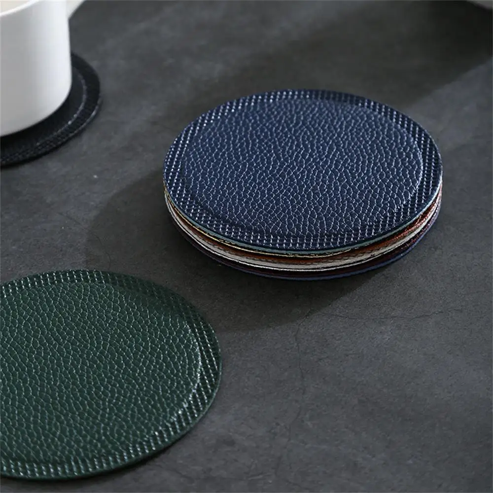 10/30/50PCS Table Mat Pu Leather 10cm Minimalist Modern Minimalist Home Decoration Round Coaster Heat Resistant Mat