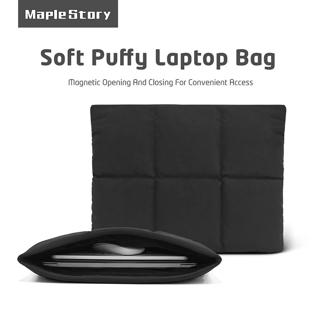 Puffy Laptop Sleeve Soft Quilted Laptop Case 13 15.6 Inch Protective Puffer Bag for MacBook Air Pro Lenovo HP Notebook Computer