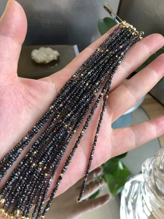 18K Real Gold Natural Black Diamond Bracelet 17cm Genuine Diamond Bangles Jewelry Handcraft Women Fashion Accessory Dropshipping