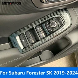 Car Accessories For Subaru Forester SK 2019-2023 2024 Carbon Fiber Interior Window Lift Switch Cover Trim Inside Armrest Frame