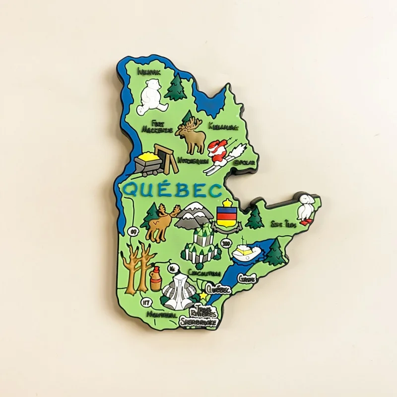 North American Quebec, Canada Map Refrigerator Magnet |   Use three-dimensional patterns to record your travel journey