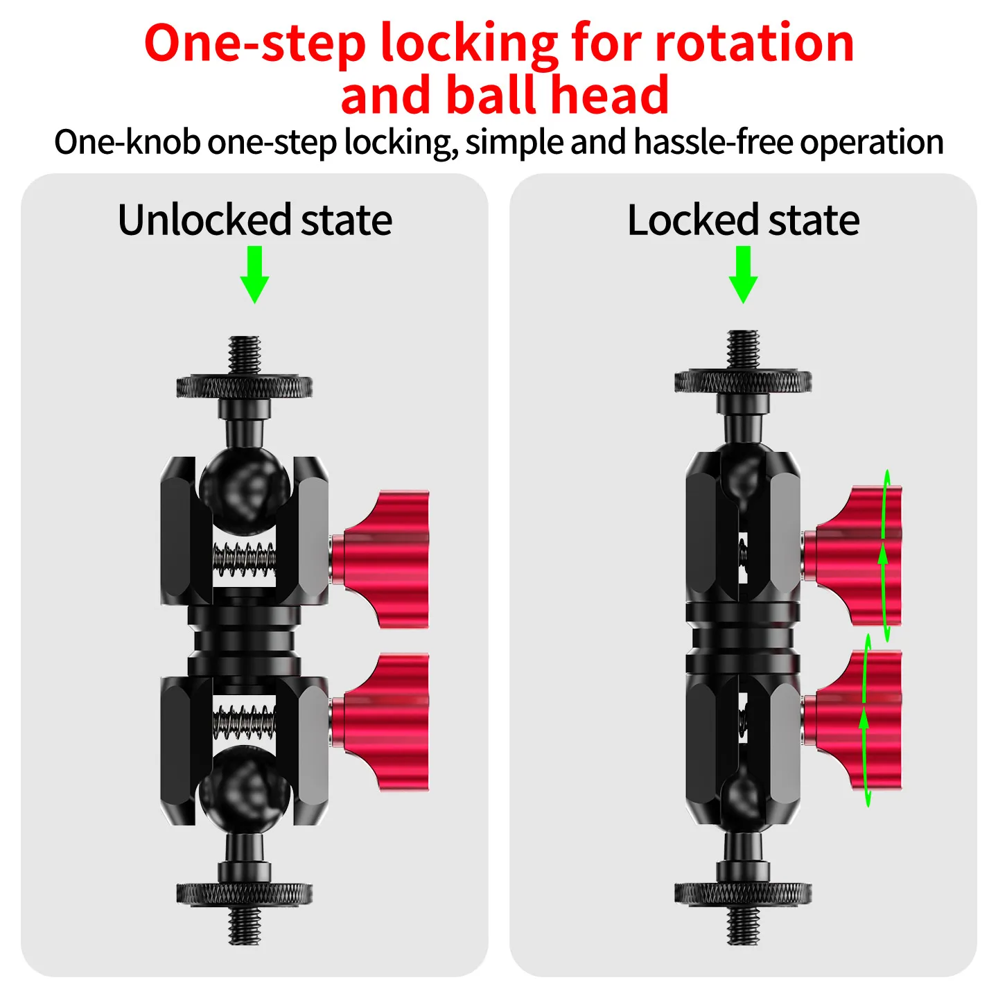 Doppelte Verriegelungsknöpfe 17mm Kugelkopf Magic Arm Mehrwinkel-Verstellbar für DJI OSMO Pocket4 GoPro Insta360 Kamera Aufhellungslicht-Halterung – Detail 6