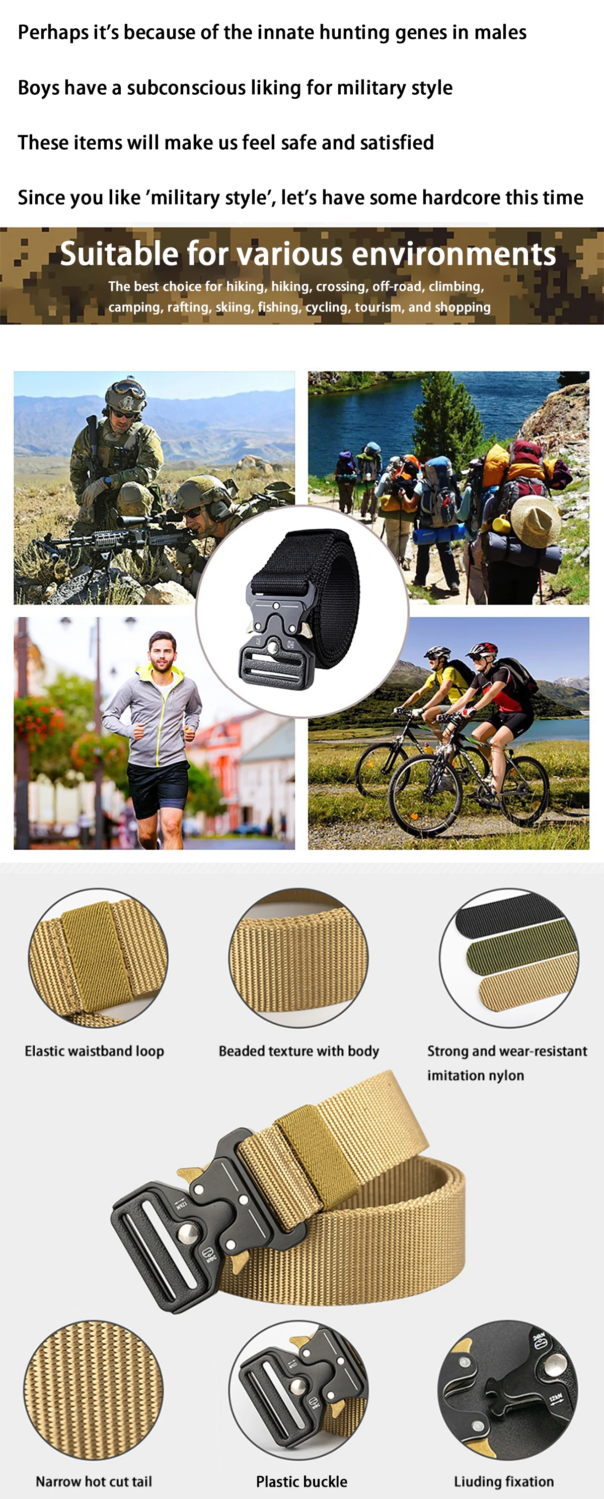 1pc Herren gürtel Outdoor Jagd taktischer Herren gürtel multifunktion ales Kampf überleben hochwertige Leinwand Nylon Herren gürtel Sport gürtel – Detail 1