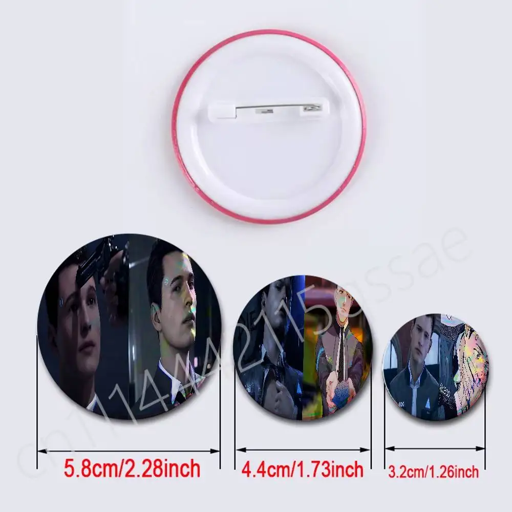 FOR Detroit Become Human Round Badge 2Pcs Button Pin Brooch Cosplay Prop Collection Souvenir Bag Ornament