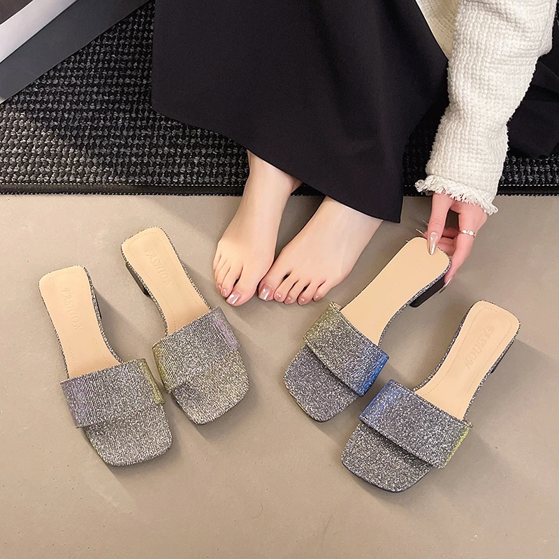 

New Bright Sandals Summer Open Toe High Heels Women Slippers Women Party Dress Women Shoes Zapatos De Mujer Chanclas Mujer