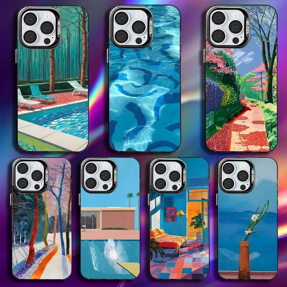

David Hockney Art Phone Case For iPhone 17,16,15,14,13,12,11,Pro,Max,Plus,Mini,XS,SE Anti Fall Black Matte Hard Bumper