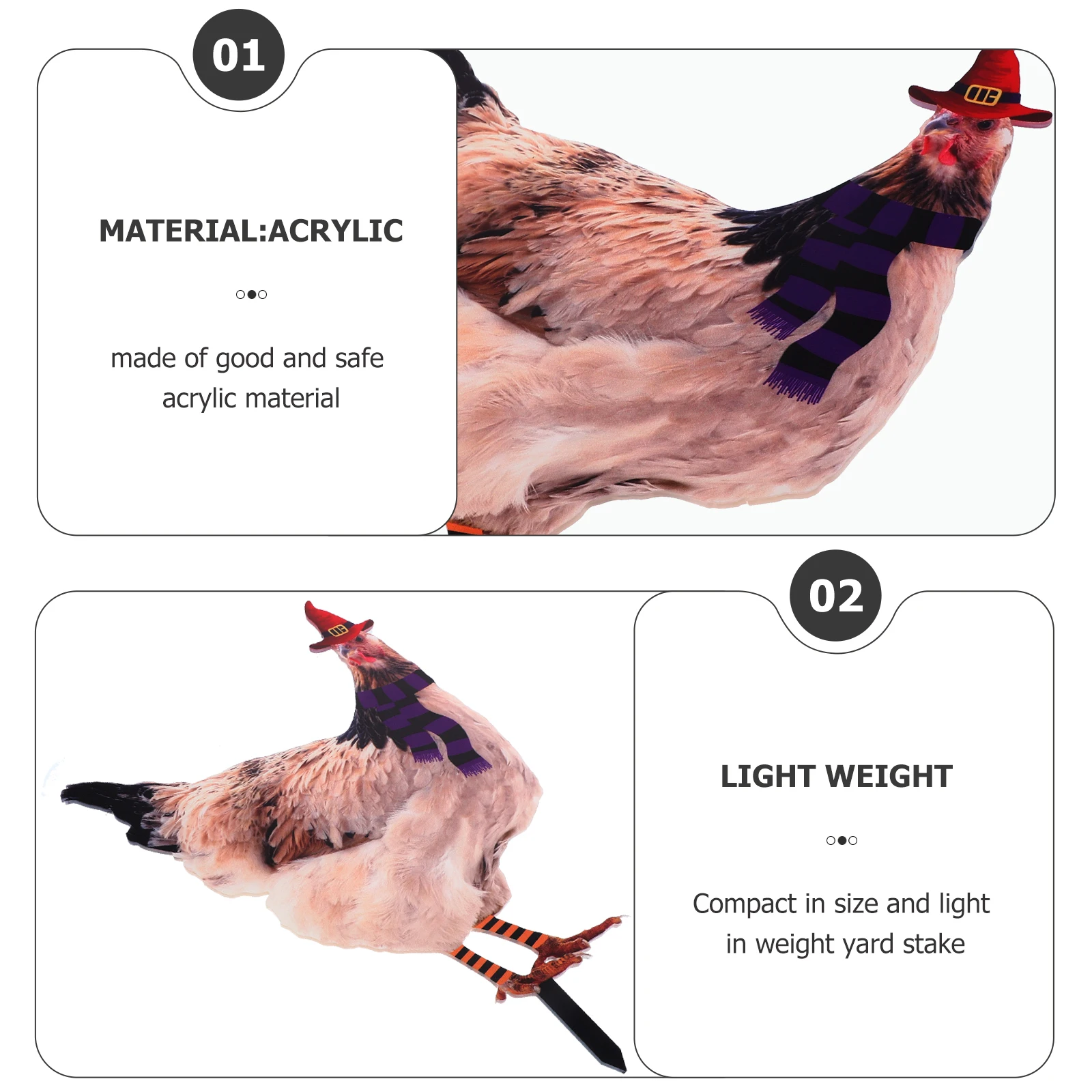 

Halloween Hat Acrylic Garden Adornment Chicken Garden Stakes Chicken Yard Art Lightweight Outdoor Ornament