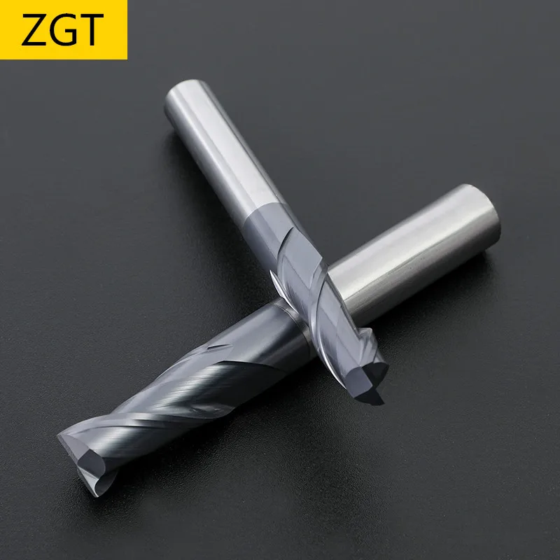 ZGT Endmill narzędzia CNC Fresa HRC50 2 flet stopu węglika frezowanie metali frez trzpieniowy 2mm 3mm 4mm 6mm 8mm 10mm 12mm 16mm 20mm