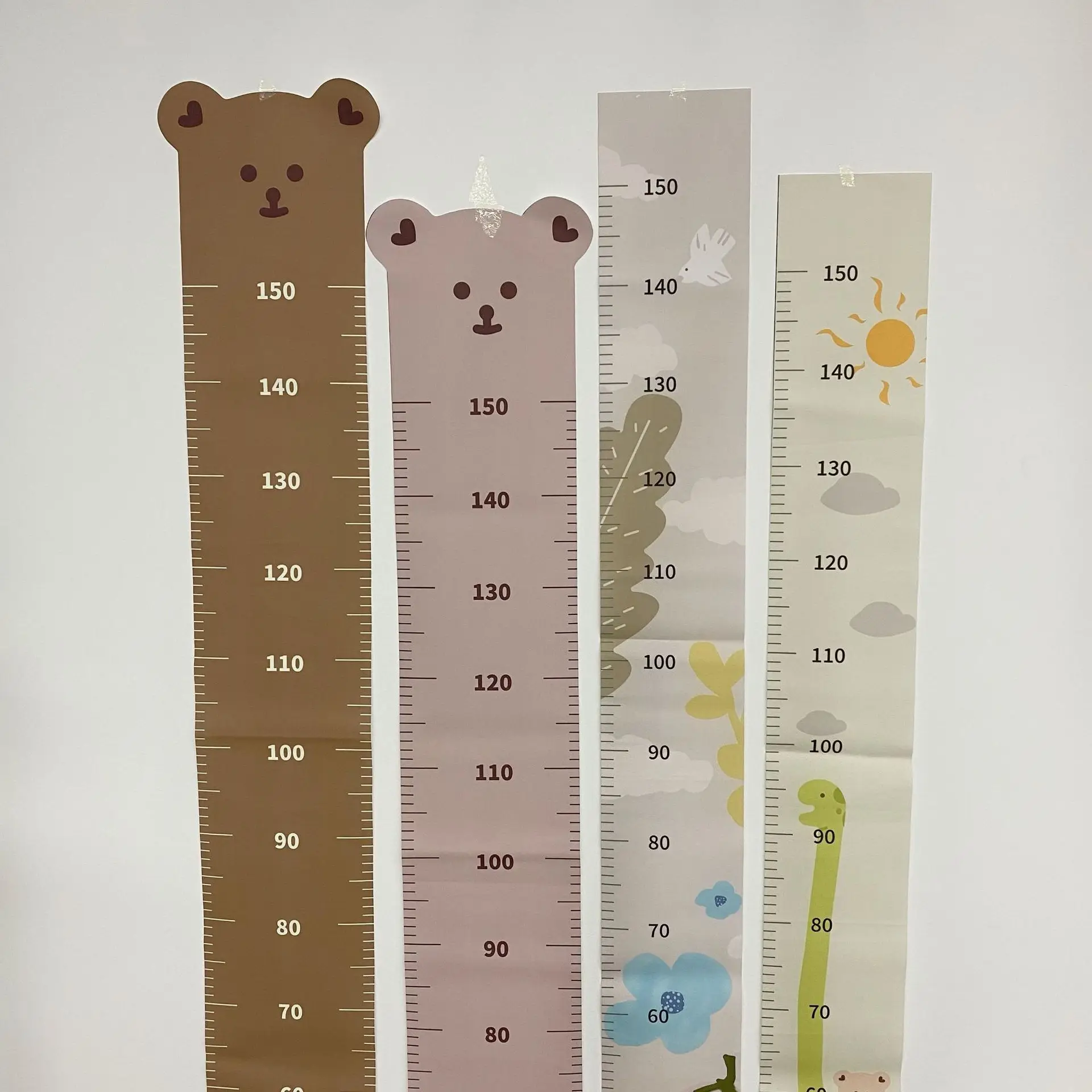 Nordic Animal Bear Height Measurement Wall Sticker Baby Growth Chart Bedroom Living Room Measuring Ruler Hanging Ruler