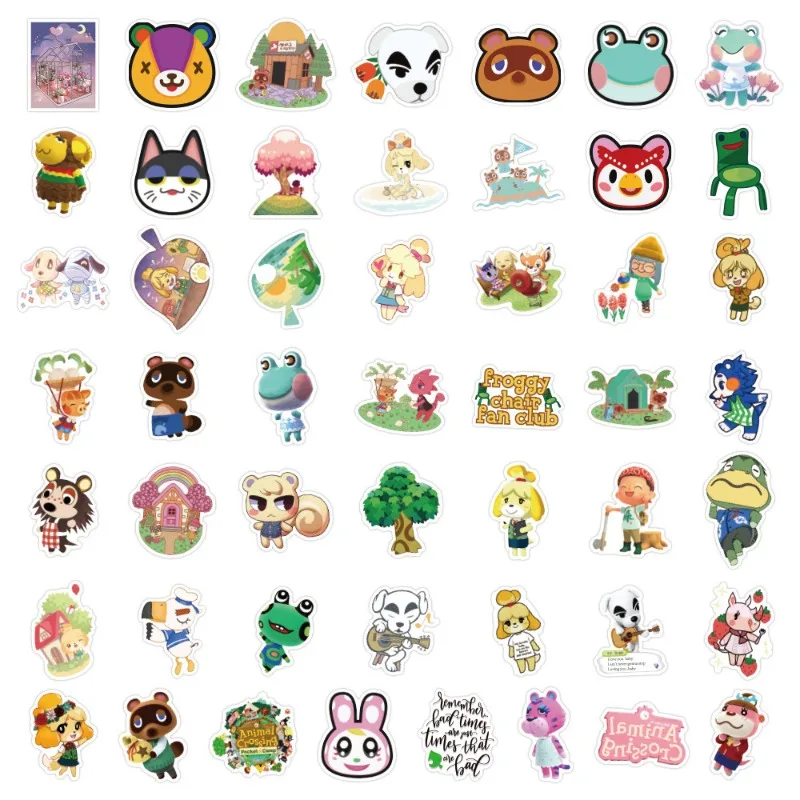 50pcs/set Animal Crossing Stickers Anime Figure Decals Laptop Guitar Motorcycle Car Phone Waterproof Sticker Kids Toys Gifts