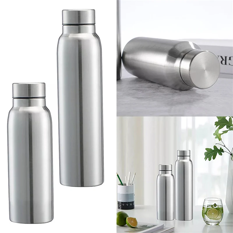 Botol air olahraga portabel 650ML 1000ML, ketel Stainless Steel dinding tunggal kapasitas besar luar ruangan sepeda minum olahraga