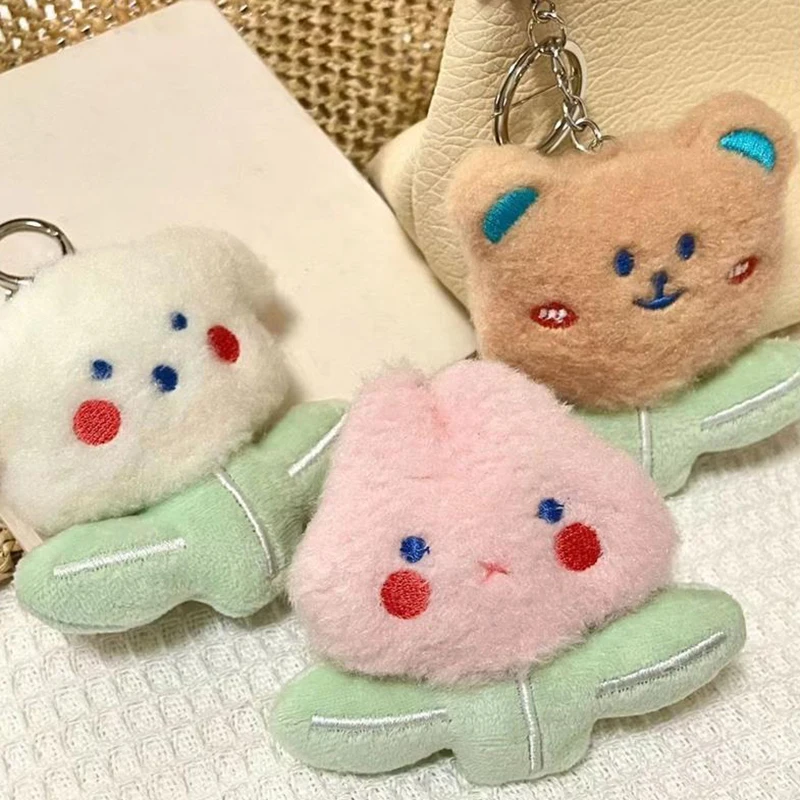 Cartoon Plush Flower Bear Keychain Pendant Cute Stuffed Doll Toy Key Chain Bag Fashion Decorations Couple Friends Creative Gifts