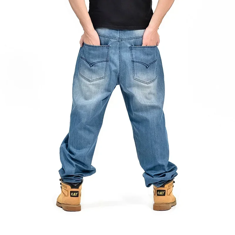 

Baggy Jeans Men Hip Hop Streetwear Skateboarder Denim Pants Loose Fit Plus Size High Waist Trousers Letter Printing Denims