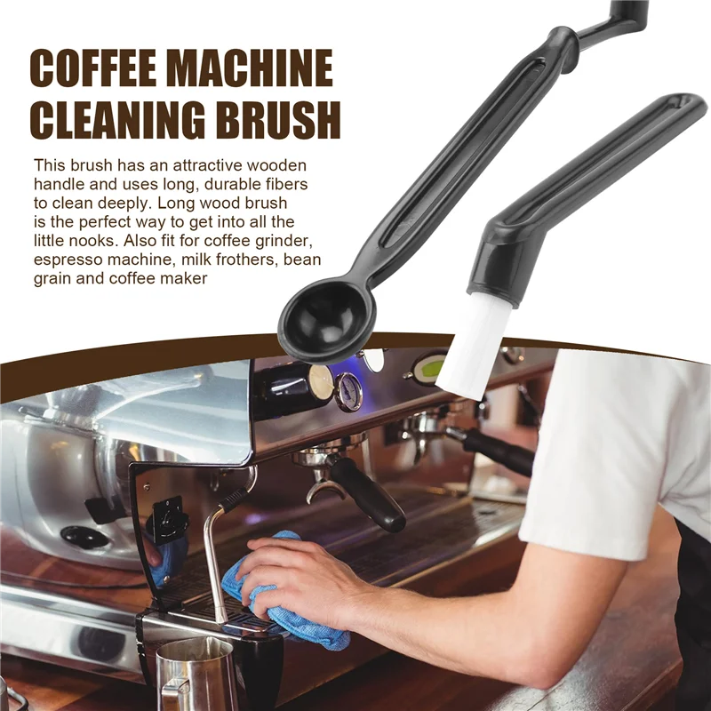 Stable-Coffee Brush Set Espresso Brush Kit,Wooden Coffee Grinder Machine Cleaning Brush And Espresso Brush For Coffee Machine