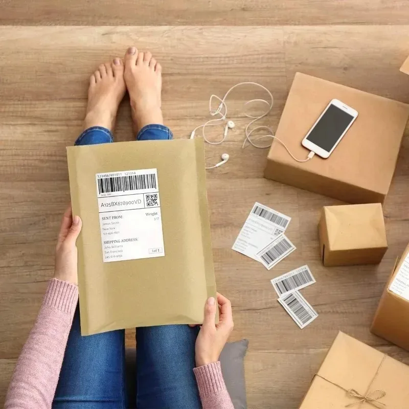 50/40/30/20/10X Kraft Bubble Mailers Envelopes Bags Yellow Seal Adhesive Shipping Bag Waterproof Mailing Business Gift Packaging