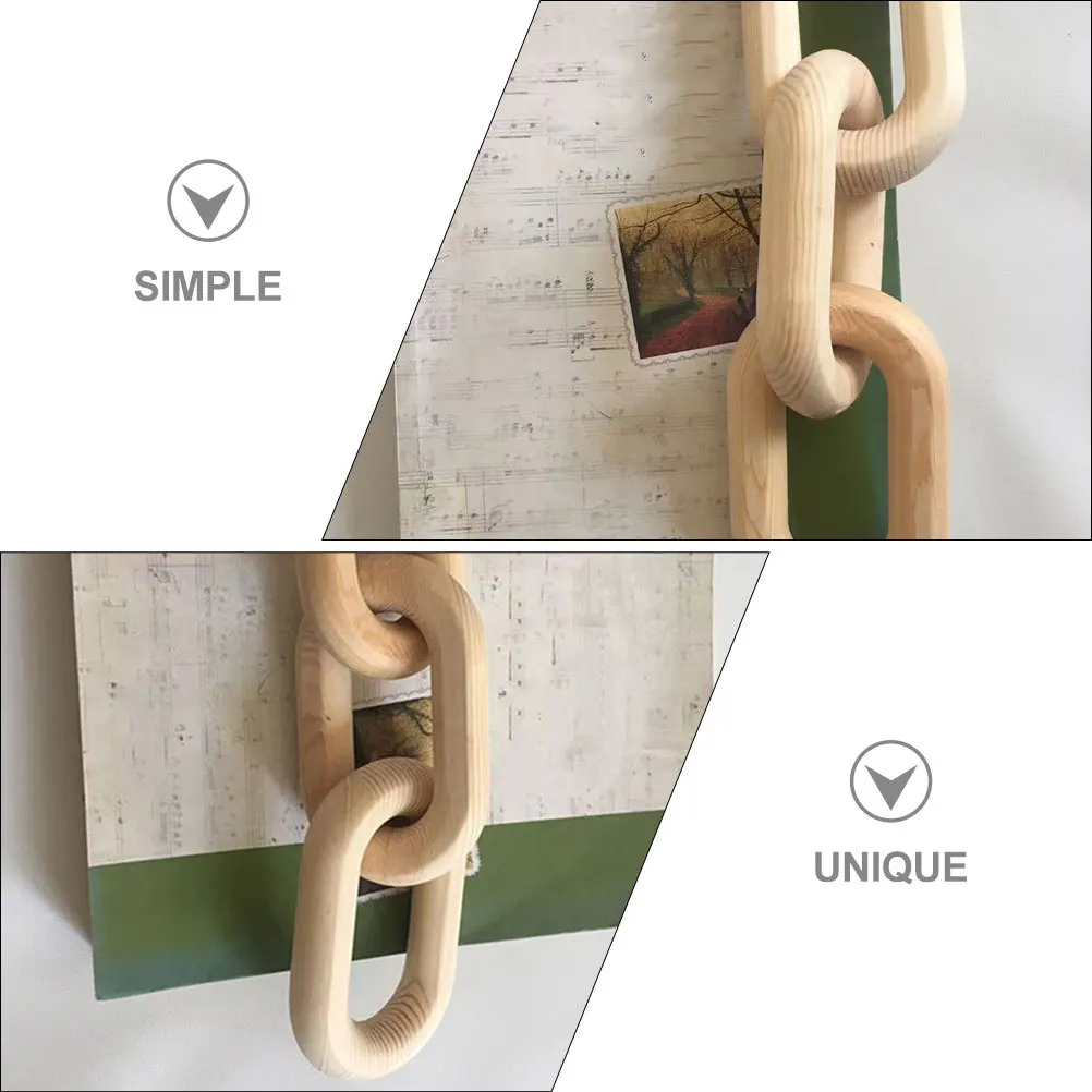 

Rustic Wooden Chain Link Decor Farmhouse Ornament Home Wall Shelf Fireplace Table Decoration Decorations Knot Decor