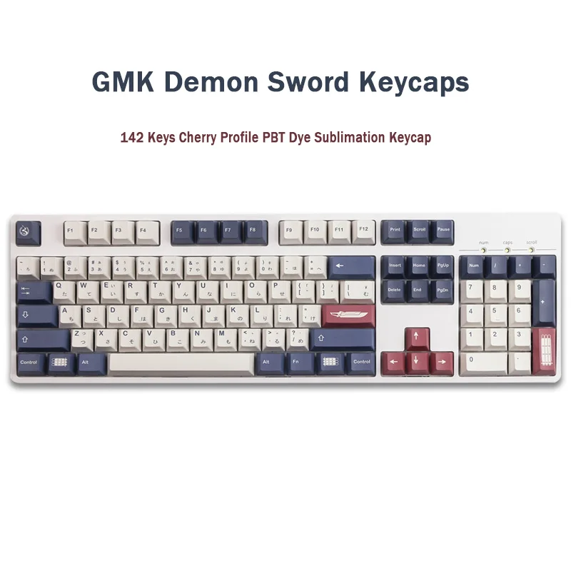 142 Tasten GMK Demon Sword Tastenkappen Cherry Profile Dye Sublimation PBT Tastenkappe für MX mechanische Tastatur 61/64/66/84/87/96/980/104