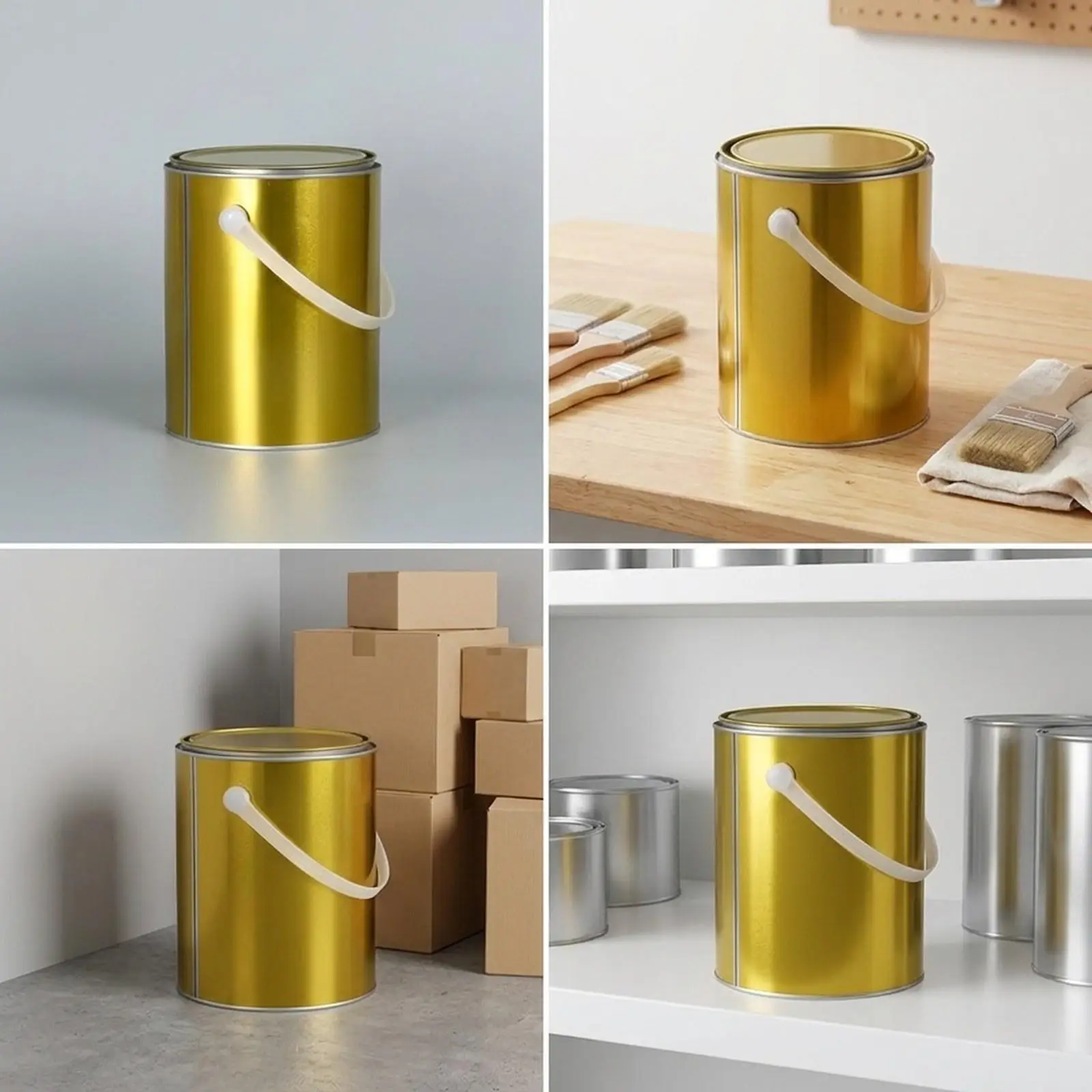 Reusable Iron Paint Can with Lid Metal Paint Bucket Portable Storage Container for Construction Crafts and Artists