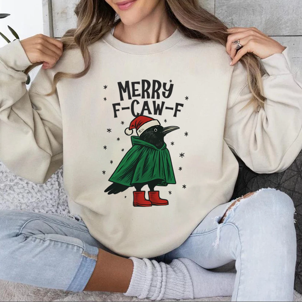 Divertida sudadera navideña, suéter de Navidad F-Caw-F, jersey Retro para vacaciones, camisa Merry F-Caw-F, sudaderas de manga larga Unisex