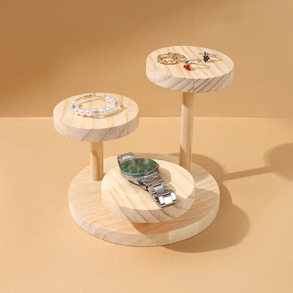 

Jewelry Display Stand Organizer Bracelet Watch Storage Stand Perfume Doll Figure Jewelry Display Props Solid Wood 3 Tiered