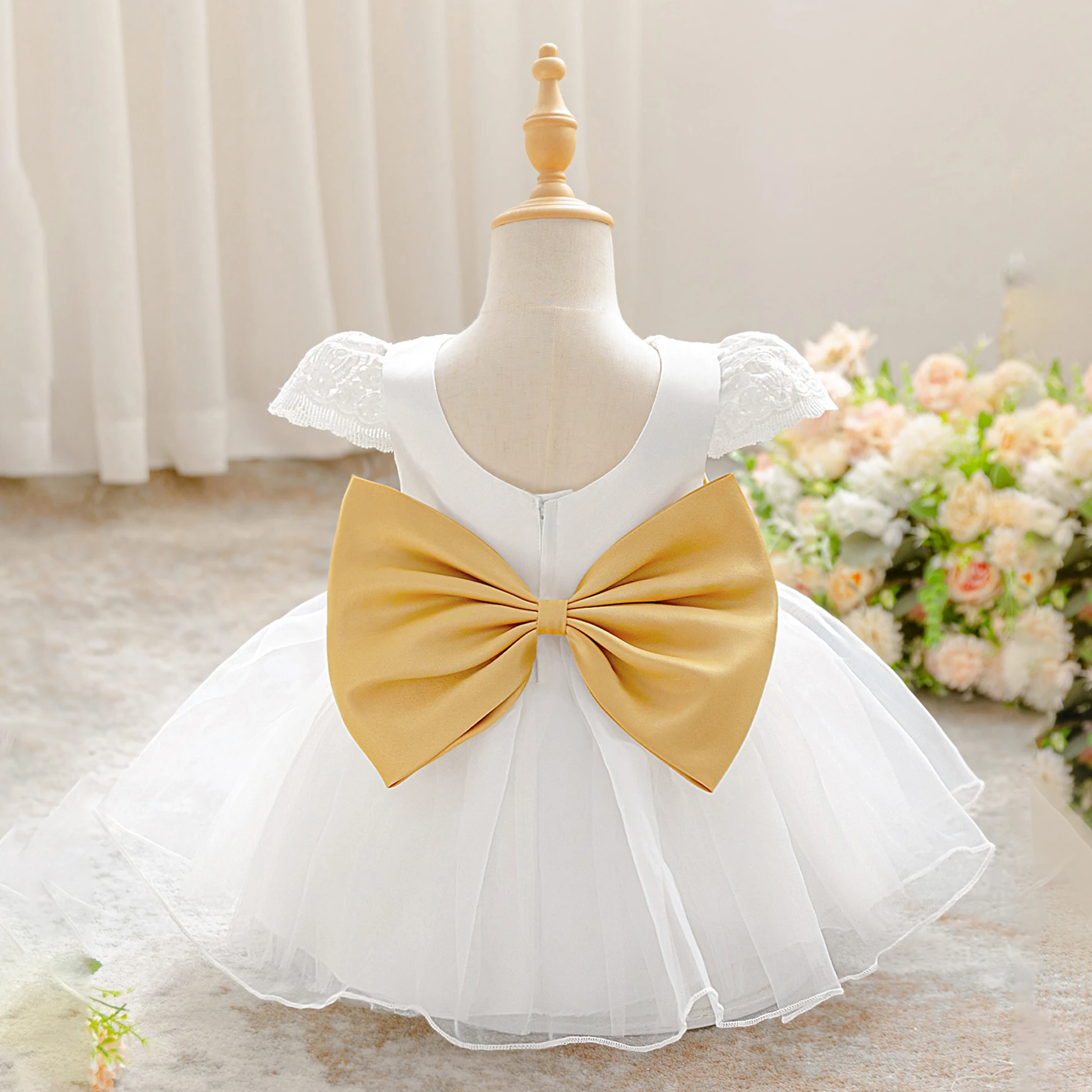 

Elegant Tulle Baptism Party Baby Girls Dress Toddler Big Bow 1st Birthday Princess Dresses Gala Bridesmaid Wedding Prom Costumes