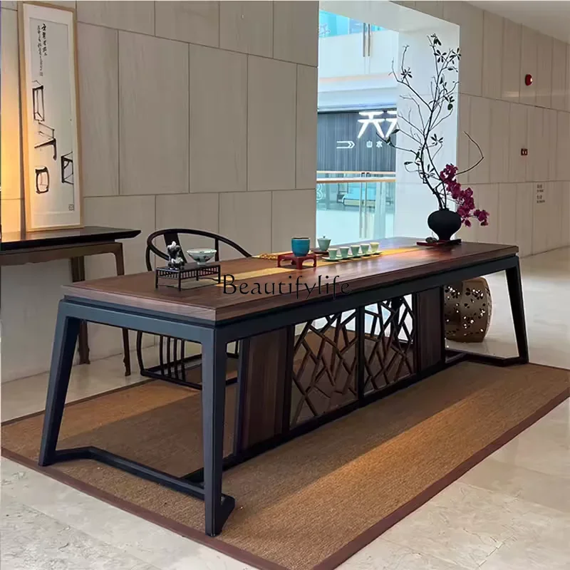 

54High-end new Chinese tea table solid wood living room coffee table office tea room furniture