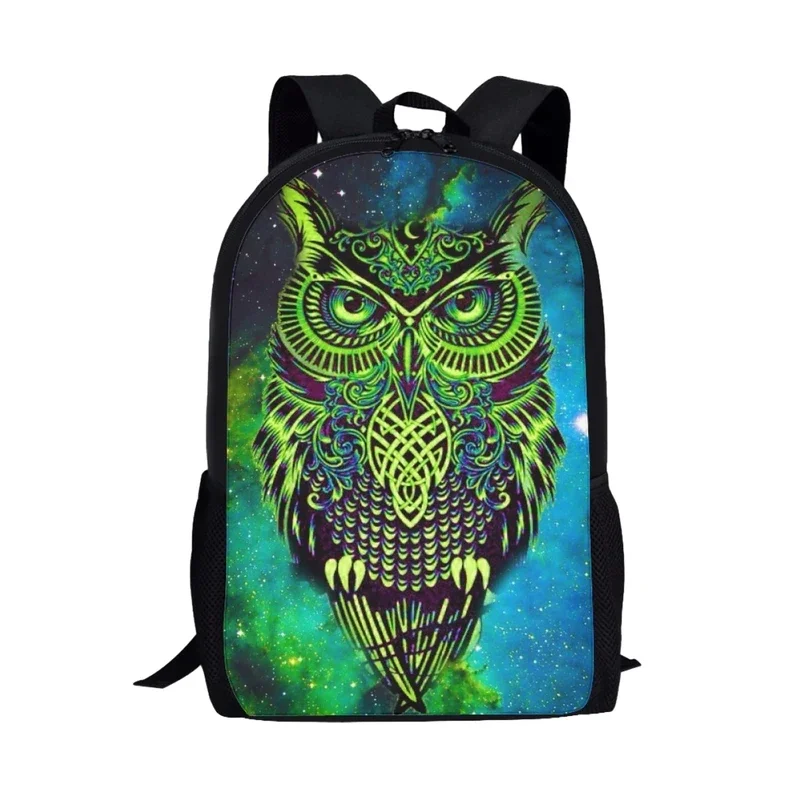 Moda na moda coruja impressão 3d arte saco de escola para adolescentes meninos meninas mochila viagem prático grande capacidade estudante sacos livro