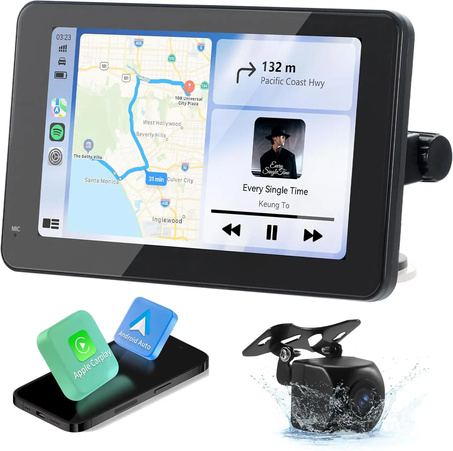 

2026 New 7' Wireless CarPlay Android Auto Portable Car Stereo with HD Backup Camera, GPS, BT, FM, MirrorLink, AUX