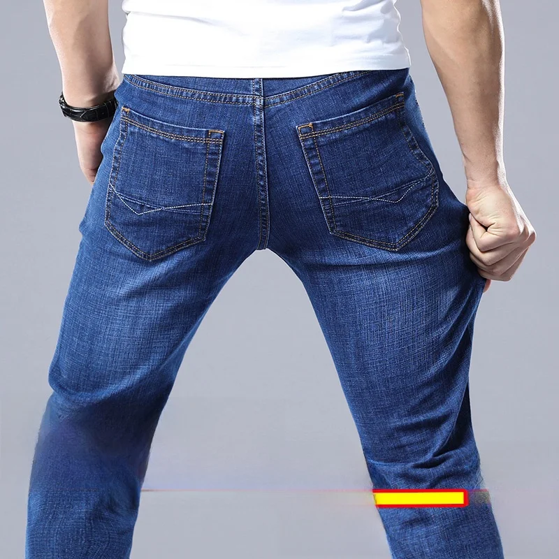

Loose Fit Summer Jeans Men's Straight Leg Thin Faionable Casual Slimming Spring Autumn Pants Breathable Comfortable Stretchy