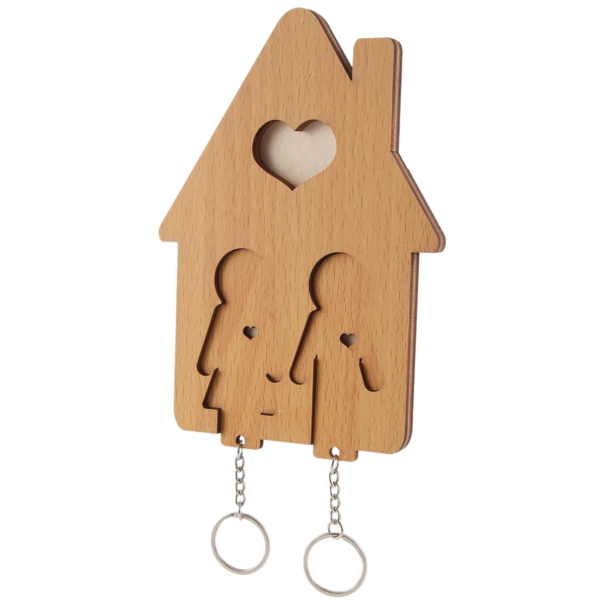 Wood Key Holder Wall-Mounted Key , Wooden Key Rack Key Holder for Wall with Key Hooks Couple