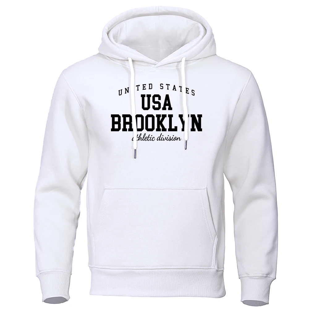 

United States Brooklyn Athletic Division Male Hoodies All-Match Casual Clothing Fashion Quality Hooded Vintage Harajuku Clothes